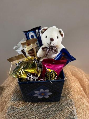 Box com Mini urso e chocolate